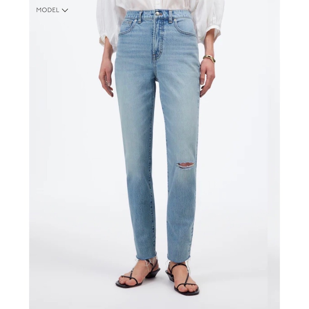 Madewell The Perfect Vintage Jean Light Wash‎ Distressed Raw Hem Size 31
